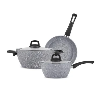 Afbeelding van Karaca Gris Biogranite 5 delige inductie kookgerei set, 24 cm braadpan en deksel, koekenpan 20 sauspan, grijs