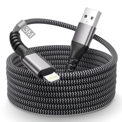 Afbeelding van i Phone oplaadkabel, USB Lightning kabel, 3 m, nylon, snellaadkabel, MFi gecertificeerd, naar Fast oplaadkabel voor iPhone 14, 13, 12, 11 Pro Max/XS/XR/7/6S/6 Plus/SE