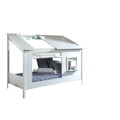 Afbeelding van Deze Housebed combinatie bestaat uit een house bed, wit dak en gordijn hb902614