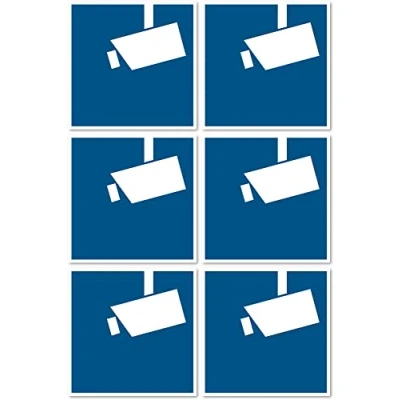 Afbeelding van Bewakingscamera/videobewaking, biedteken volgens DSGVO/BDSG DIN 33450 stickers: Ø 5 cm, 6 stuks