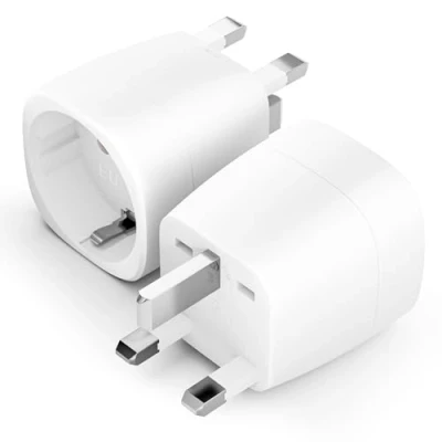 Afbeelding van BHHB 2 stuks UK stekkeradapters, adapter van de Europese pins naar Britse 3 pins, G type reisadapter geschikt voor Groot Brittannië, Singapore, Hongkong, Schotland, Maleisië enz