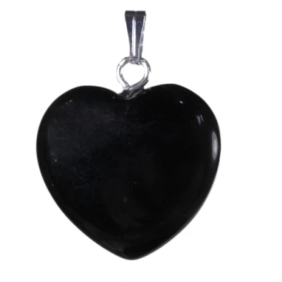 Afbeelding van Lebensquelle Plus Hartvormige hanger zwart Obsidiaan edelsteen 2 x cm hart met oogje, Obsidiaan,