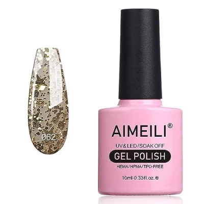 Afbeelding van AIMEILI Gel Nagellak UV LED Gellack Soak Off Polish Golden Superstar Glitter (062) 10ml