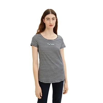 Afbeelding van TOM TAILOR Dames T shirt 1036192, 29220 Navy Stripes, XXL