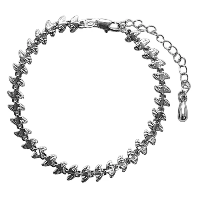 Afbeelding van Fako Bijoux® Enkelbandje Enkelsieraad Dubbele Blaadjes Zilverkleurig