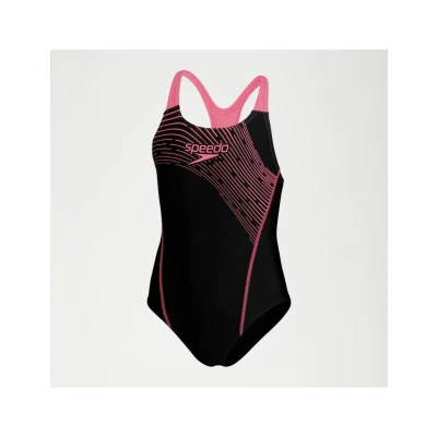 Afbeelding van Speedo Girls Medley LOGO Medalist Badpak voor kinderen, Maat: 128, Black/fandango pink