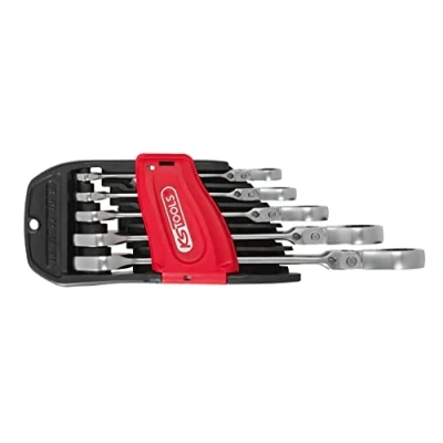 Afbeelding van Ks tools 503.4805 Set van 5 ratelsleutels met kantelbare kop en vergrendeling, serie GEARplus® in chroom vanadium gesatineerde afwerking