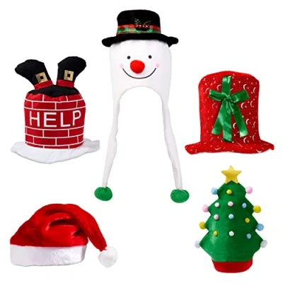 Afbeelding van THE TWIDDLERS 5 Grappige Kersthoed, Kerstmutsen voor Kinderen en Volwassenen Verkleedkleding, Kostuums Kerstdiners Feesten