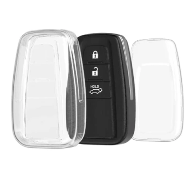Afbeelding van kwmobile Autosleutel hoesje geschikt voor Toyota 3 knops RAV4 CHR Corolla 2021 Yaris Hilux behuizing van TPU transparant in