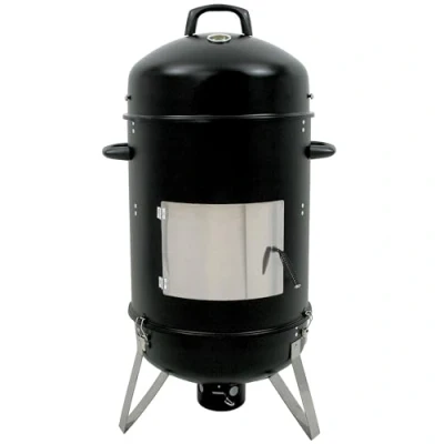 Afbeelding van BBQ Toro Hickory rookton, diameter 46 cm, grillton, rookoven hout, 4 in 1 grillvat, rookgrill, waterroker, grill, houtskoolgrill met deksel, kolengrill