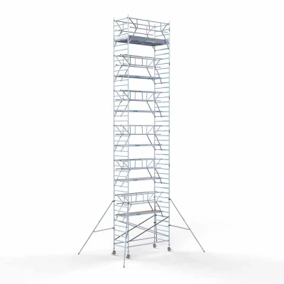 Afbeelding van Professionele alu rolsteiger 1.35x3.05x14.20m werkhoogte incl. dubbele voorloopleuning