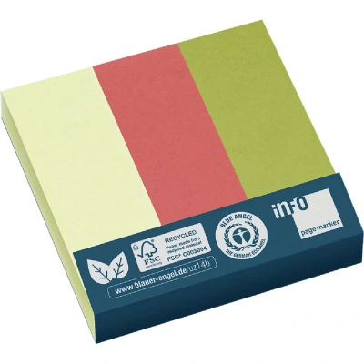 Afbeelding van Info Page Marker papier 25x75mm, 3 kleuren recycled 100 vel per kleur