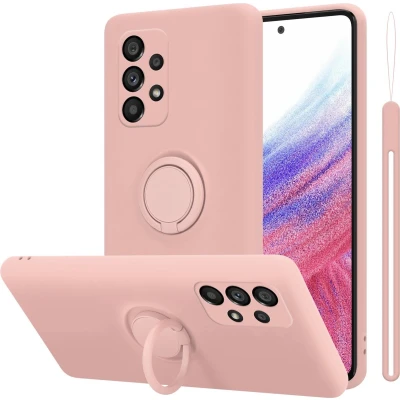 Afbeelding van Cadorabo Hoesje geschikt voor Samsung Galaxy A53 5G in LIQUID ROZE Beschermhoes van flexibel TPU silicone Case Cover met ring