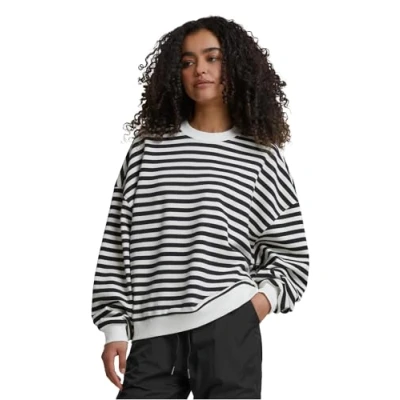 Afbeelding van Urban Classics Striped Crewneck Sweater, Dames, Maat: XS, Black whitesand