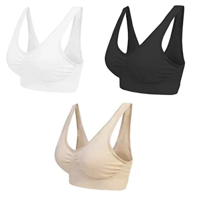 Afbeelding van Boolavard Comfortabele beha voor dames, klassieke bustier, push up en zonder beugel, verpakking van 3 stuks, beige, S