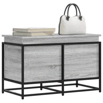 Afbeelding van Opbergbox met deksel 80x40x51,5 cm bewerkt hout grijs sonoma