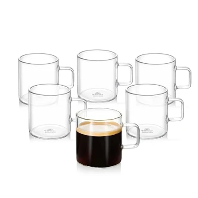 Afbeelding van Wilmax Theeglazen &amp; koffieglazen met handvat, set van 6, 160 ml, glazen voor warme en koude dranken, koffiemok, glühweingglazen, sapglazen, waterglazen, kopjes, vaatwasmachinebestendig