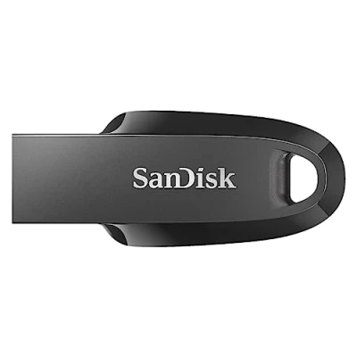 Afbeelding van SanDisk Ultra Curve 3.2 Flashdrive 256 GB (RescuePRO Deluxe, Snelheden Tot 100 MB/s, Sleutelhangerring) Zwart