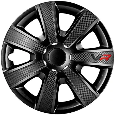 Afbeelding van AUTO STYLE 4 Delige Wieldoppenset VR 15 inch zwart/carbon look/logo