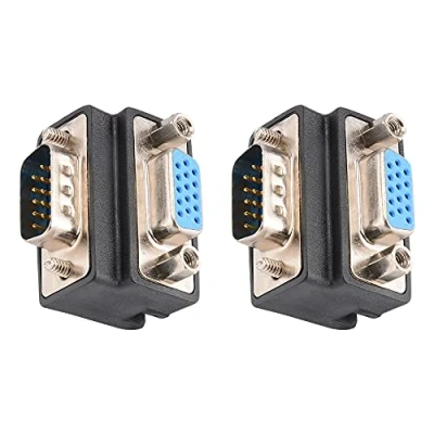 Afbeelding van J&amp;D DB15 90 Graden VGA 15 Pins Adapter (2 stuks), D Sub Nikkel Gecoate Connector Haakse Mannelijk naar Vrouwelijk Adapterkoppeling Converter