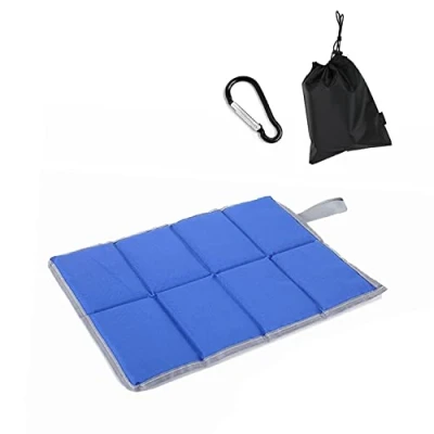 Afbeelding van 1 zitkussen met opbergtas en karabijnhaak, waterdicht zitkussen, outdoor opvouwbaar geschikt voor camping, picknick in het park, wandelen (blauw)