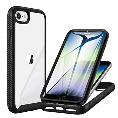 Afbeelding van CENHUFO iPhone SE 2020 / 8/7/ 6S 6 Hoesje, Schokbestendig Case met Ingebouwde Schermbeschermer 360 Graden Bescherming Cover telefoonhoes voor Zwart