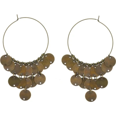 Afbeelding van Behave Oorringen oud goud kleur met ronde hangers
