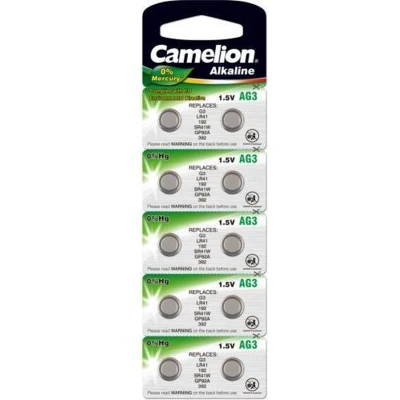 Afbeelding van AG3 Knoopcel Batterijen LR736, LR41, G3, 192, GP92A, 392, SR41W Camelion 10 stuks