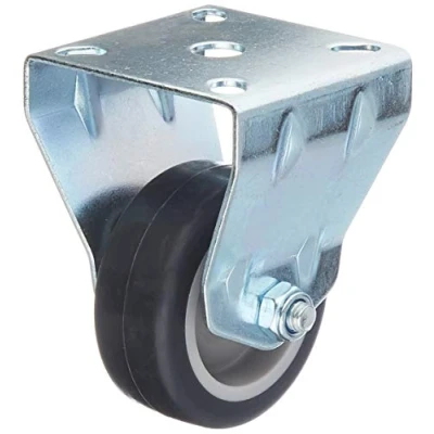 Afbeelding van Metafranc Bokwiel Ø 50 mm 55 x plaat rubberen wiel zacht loopvlak glijlagers 35 kg draagkracht/transportrol/meubelrol/zware lasten / 800570