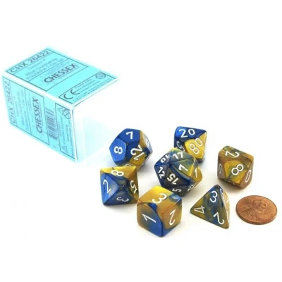 Afbeelding van Chessex Gemini Blauw Goud/wit Polydice Dobbelsteen Set (7 stuks)