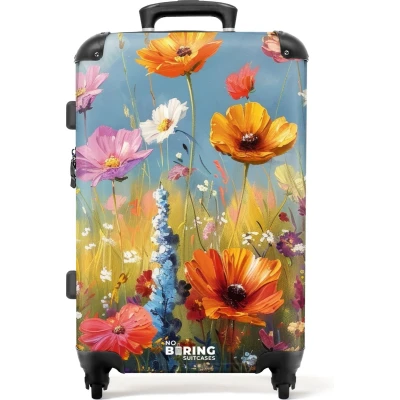 Afbeelding van NoBoringSuitcases.com® Koffer groot Rolkoffer lichtgewicht Geschilderde bloemen Reiskoffer met 4 wielen Grote trolley XL 20 kg bagage