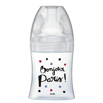 Afbeelding van Dodie Anti kolic Sensation + Glas, Parijs, 150 ml, 0 6 maanden, platte stofzuiger, doorstroming 1