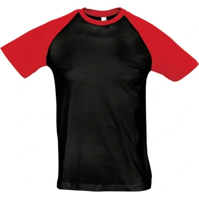 Afbeelding van SOLS Heren Funky Contrast T Shirt met korte mouwen (Zwart/Rood)