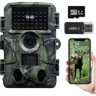 Afbeelding van wildlife 48MP 4K 30fps Camera met mobiele telefoontransmissie, bewegingssensor, nachtzicht, wifi, 120 detectiehoek, 0,2 s snelle trigger, IP66 waterdicht, voor monitoring en