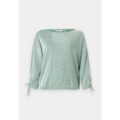 Afbeelding van TOM Tailor Denim Structured Stripe Longsleeve, Dames, Maat: XS, Green/white