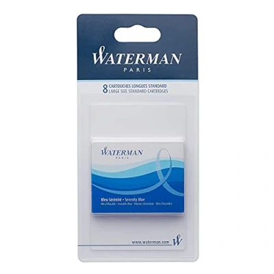 Afbeelding van Waterman Vulpen Inktpatronen Lang Serenity Blue 8 Count Blister Pack