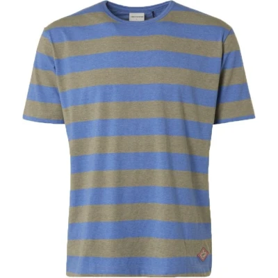 Afbeelding van No Excess T Shirt Strepen Blauw Groen maat XL Heren met Regular fit Pasvorm Stretch Suitable Herenkleding