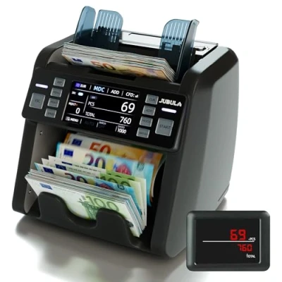 Afbeelding van Jubula MV 550 geldtelmachine voor gemengde bankbiljetten en valse gelddetector, UV/MG/IR/DD/2CIS enz. Exact EUR USD GBP SEK CHF bankbiljettenteller geldteller (MV 550)