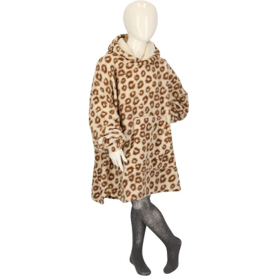 Afbeelding van Apollo Oversized Hoodie Kids Bruin Luipaardprint One Size jongens deken Meisjes