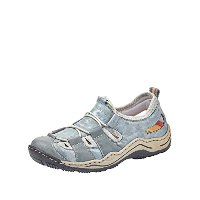 Afbeelding van Rieker Dames L0558 Sneakers, blauw Adria Heaven Silverflower 12, 36 EU, Blau EU