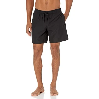 Afbeelding van Amazon Essentials Men&#039;s Sneldrogende zwembroek met binnenbeenlengte van 18 cm, Zwart, L