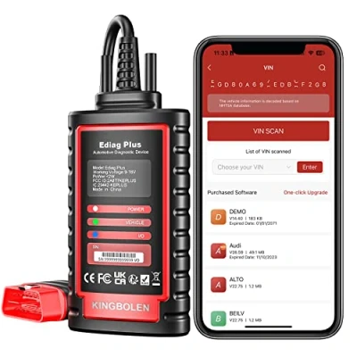 Afbeelding van KINGBOLEN Ediag Plus Auto Diagnosekoffer, OBD II Franse diagnose voor voertuigen, uitgerust met 15 diensten complete systemen, iOS en Android