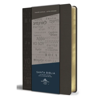 Afbeelding van Biblia RVR 1960 letra grande tamaño manual, simil piel gris con nombres de Dios / Spanish Bible Handy Size Large Print Leathersoft Grey, Names of god