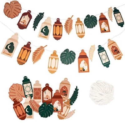 Afbeelding van Papierdrachen 10m slinger als decoratie voor Ramadan Boho om te maken jongens, meisjes &amp; volwassenen mooi decoratief ontwerp Set 2