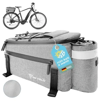 Afbeelding van MIVELO Fietstas voor bagagedrager, koeltas de fiets, geïsoleerde bagagedragertas, waterafstotend, 10 l, grijs
