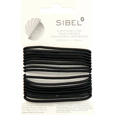Afbeelding van Sibel Haarelastiek Dun 16 Stuks 50 mm Zwart