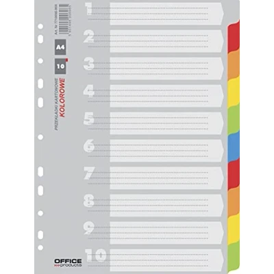 Afbeelding van OFFICE PRODUCTS 21071021 99 Kleurregister karton, A4, 227 x 297 mm, 10 delig gesorteerd