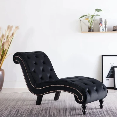 Afbeelding van Chaise longue fluweel zwart
