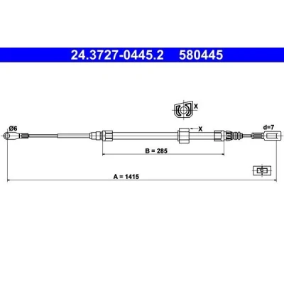 Afbeelding van Ate Handremkabel 24.3727 0445.2