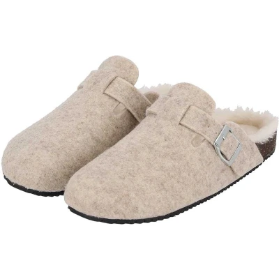 Afbeelding van Apollo dames instap huispantoffels Vilt Beige Maat 39/40 Sloffen pantoffels